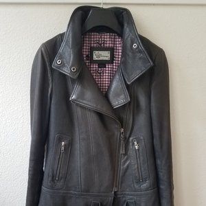 Mackage Kenya Moto Biker Leather Jacket XS , Grey